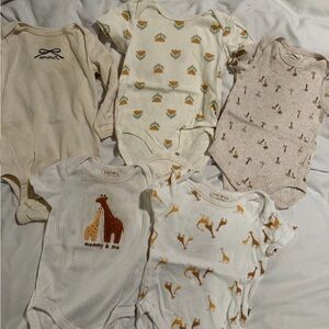 Assorted Baby Onesies Set - Cream, White, Tan- 6-9 month